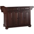 Bowery Hill Transitional Wood Granite Top Kitchen Island in Mahogany