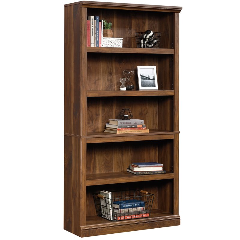 Bowery Hill Engineered Wood 5-Shelf Bookcase in Grand Walnut