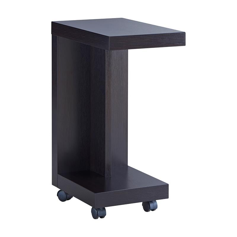 Bowery Hill Modern Wood Veneer Top Mobile End Table in Espresso