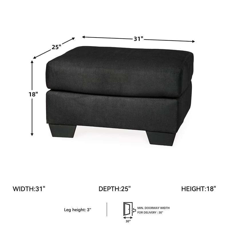 Bowery Hill Polyester Black Ottoman Rectangular Firmly Cushioned 31