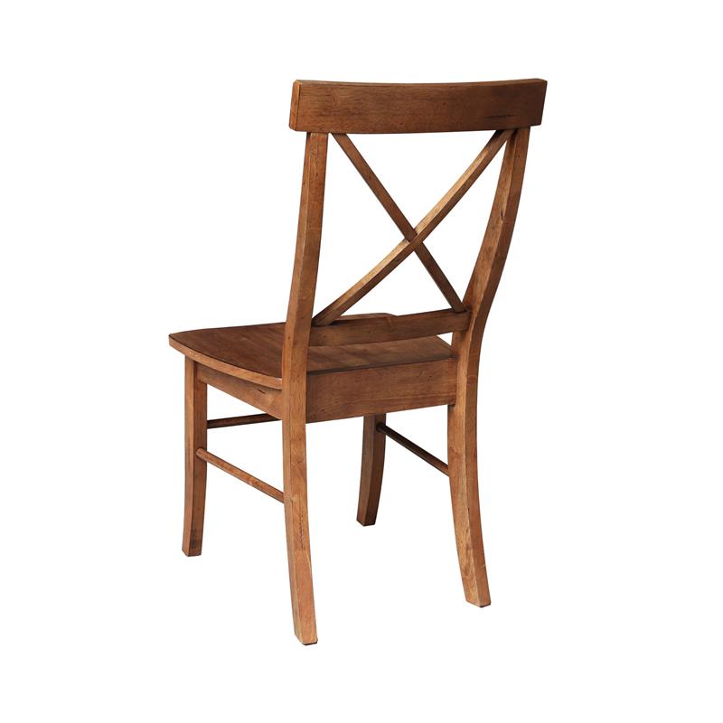 Bowery Hill Set of Two Solid Wood X-Back Chairs in Distressed Oak