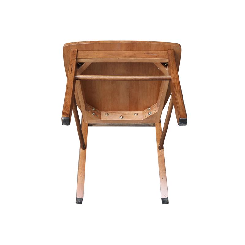 Bowery Hill Set of Two Solid Wood X-Back Chairs in Distressed Oak