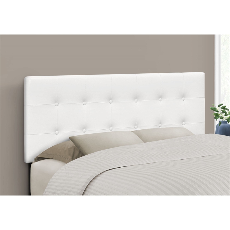 Bowery Hill Full Size Upholstered Pu Leather Bed Headboard in White