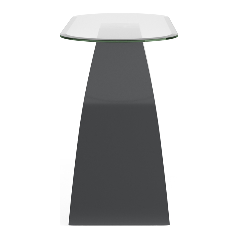 Bowery Hill Contemporary Glass Top Sofa Table in Gray Finish