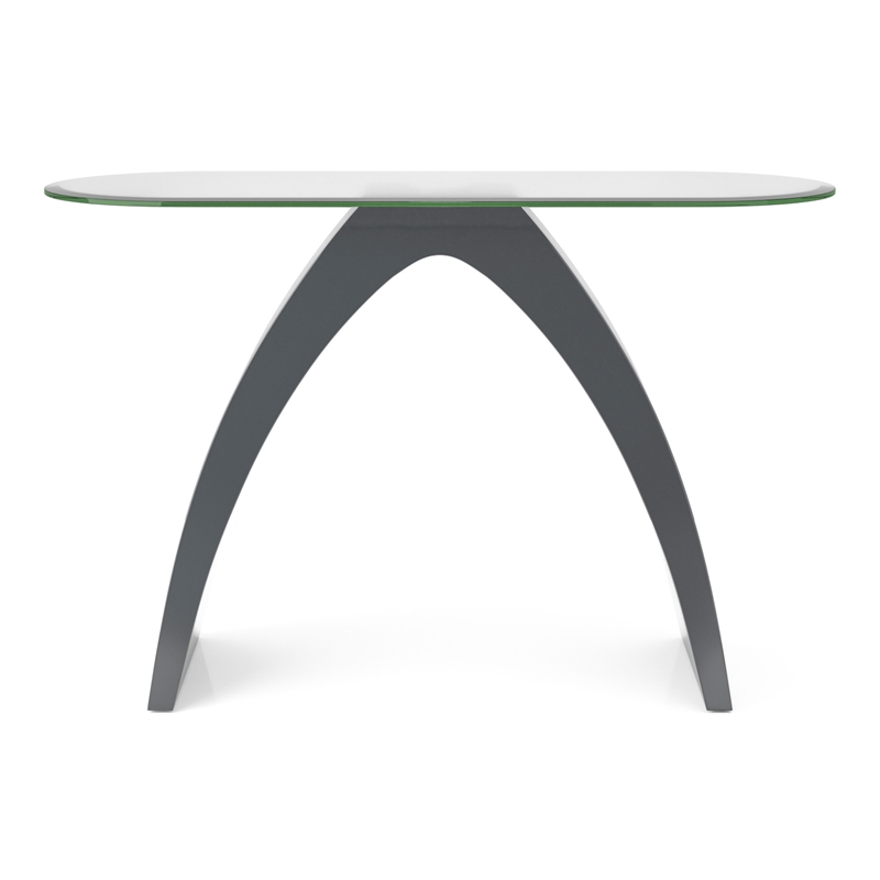 Bowery Hill Contemporary Glass Top Sofa Table in Gray Finish