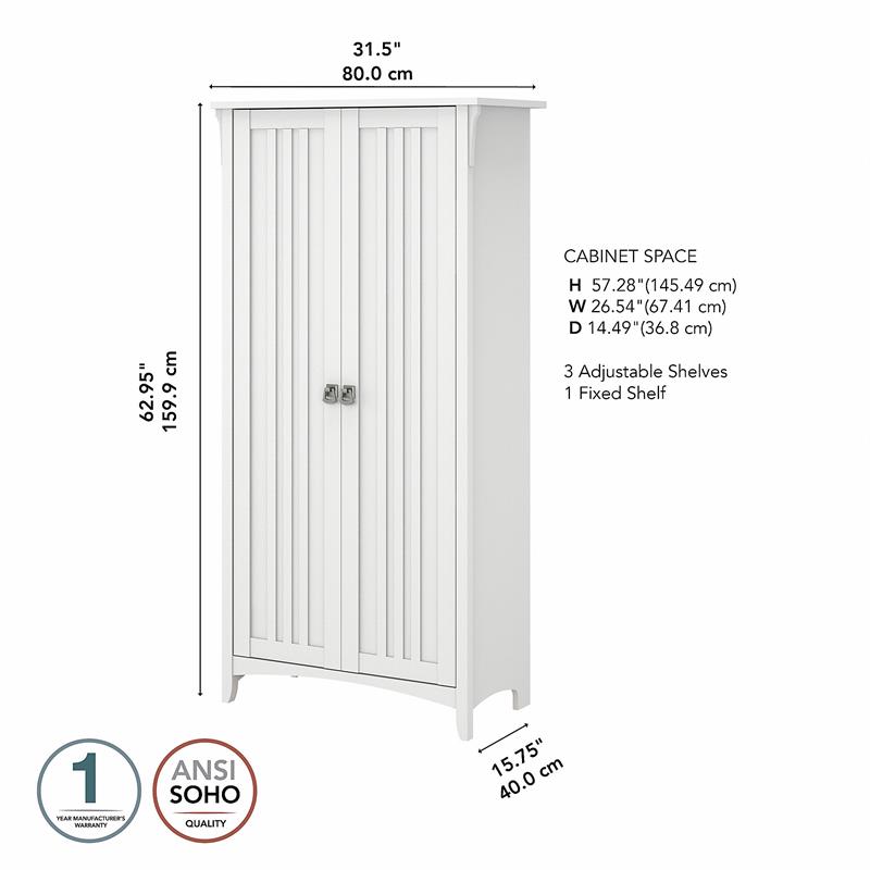 Bowery Hill Kitchen Pantry Cabinet with Doors in White/Shiplap - Engineered Wood