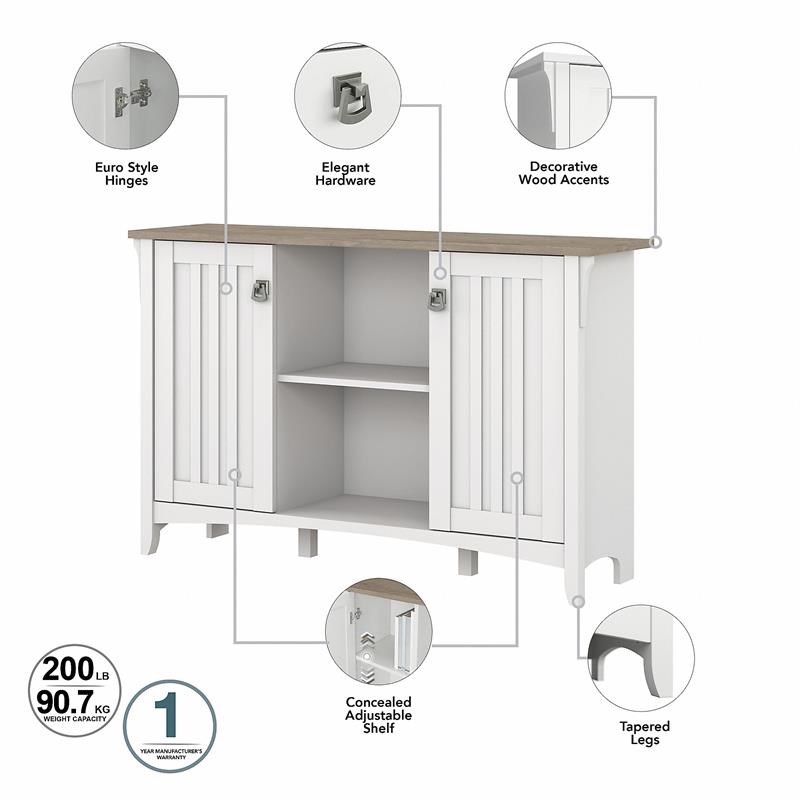 Bowery Hill Accent Storage Cabinet with Doors in White/Shiplap - Engineered Wood