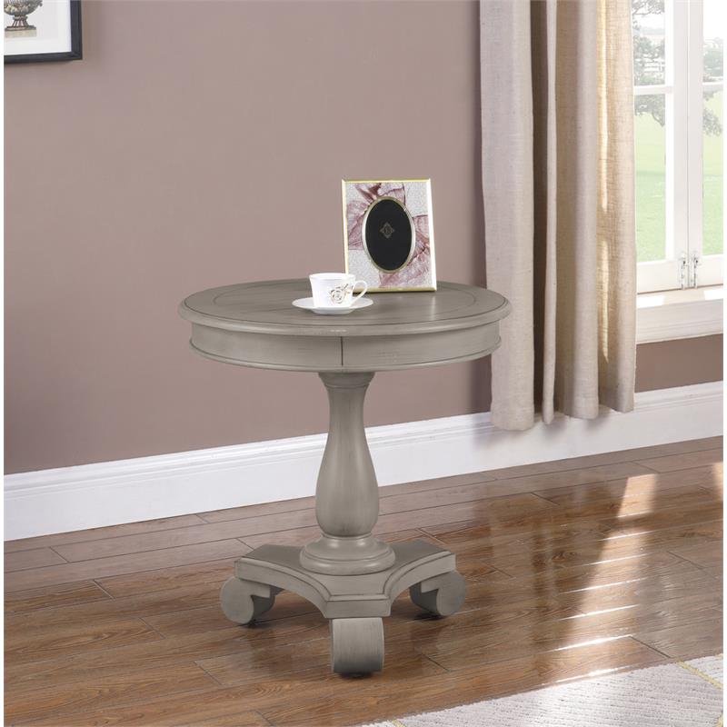 Bowery Hill Transitional Engineered Wood Round End Table in Antique Gray