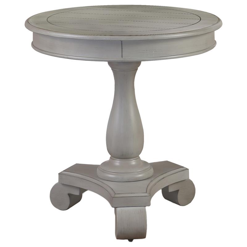 Bowery Hill Transitional Engineered Wood Round End Table in Antique Gray