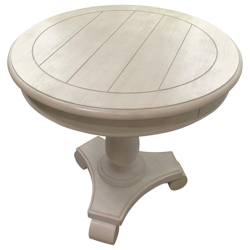 Bowery Hill Engineered Wood Round End Table in Antique Beige