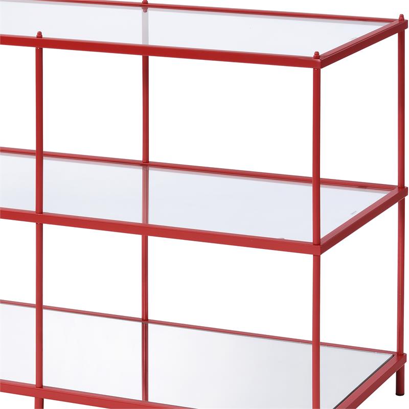 Bowery Hill Tempered Glass Red Console Table Rectangular Contemporary 42