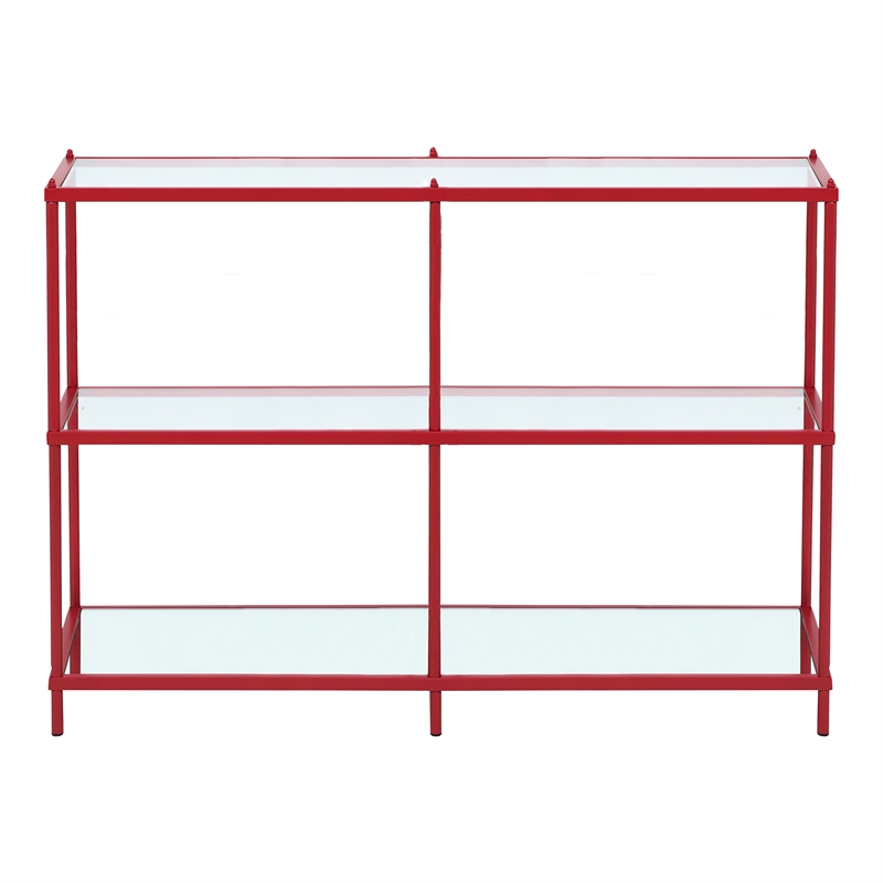 Bowery Hill Tempered Glass Red Console Table Rectangular Contemporary 42