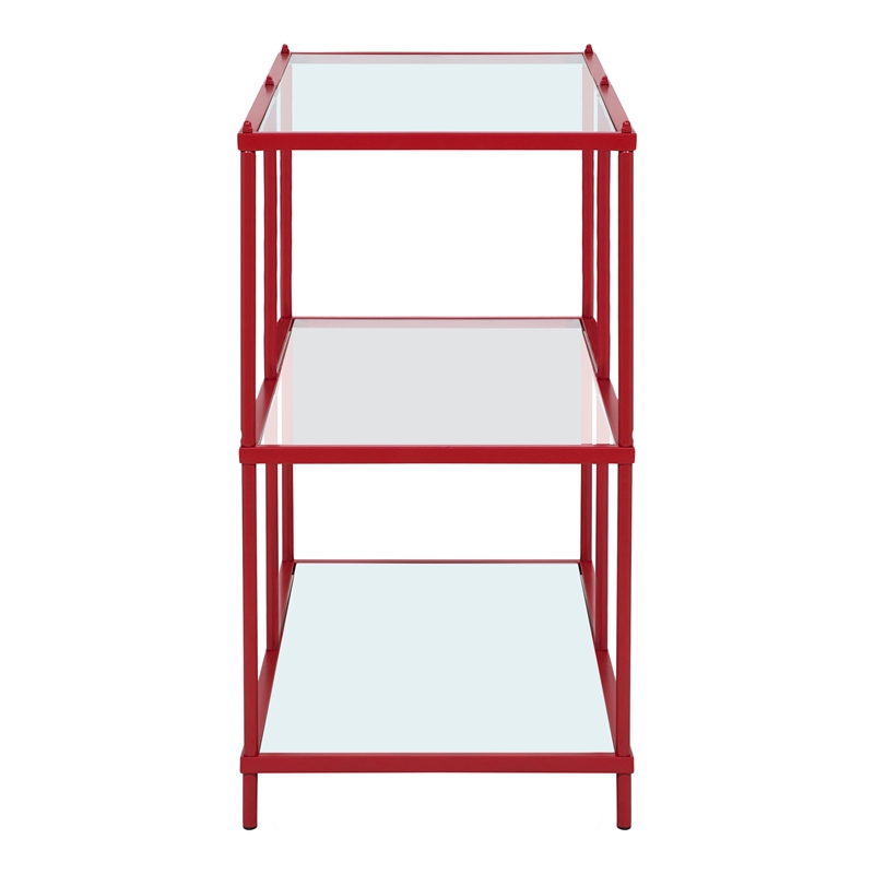 Bowery Hill Tempered Glass Red Console Table Rectangular Contemporary 42