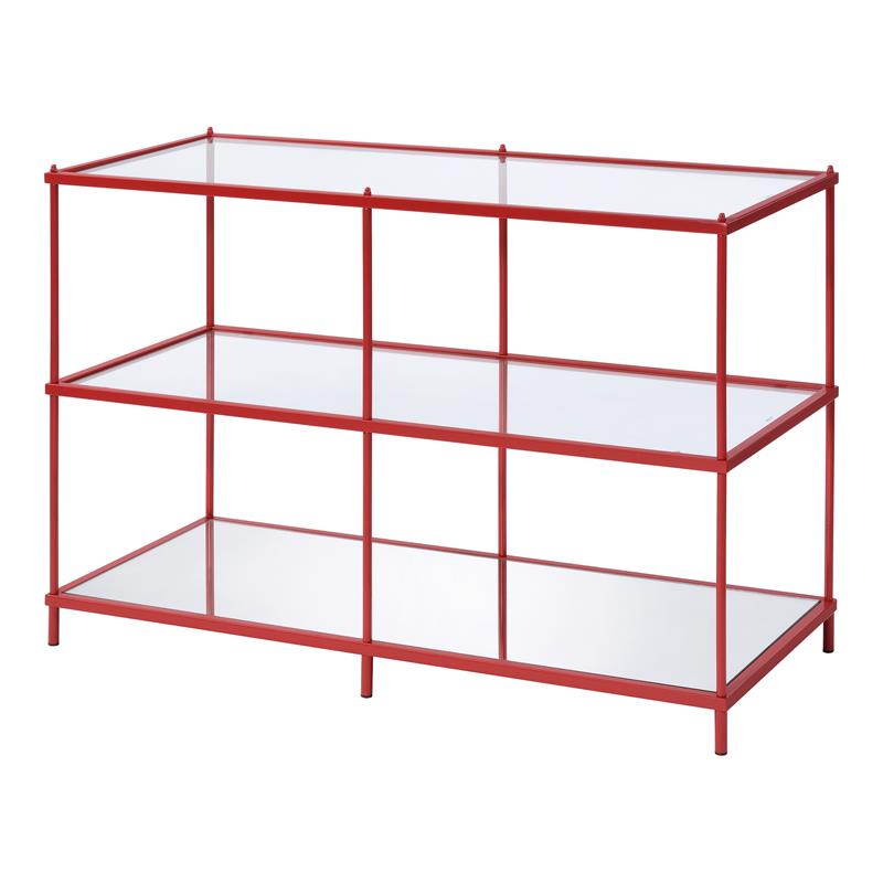 Bowery Hill Tempered Glass Red Console Table Rectangular Contemporary 42