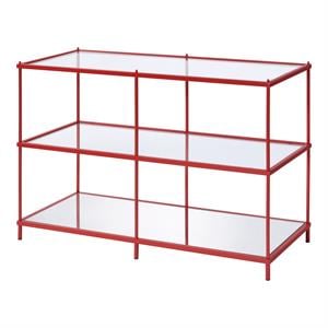 Bowery Hill Tempered Glass Red Console Table Rectangular Contemporary 42&quotW x 17&quotD x 30&quotH Unassembled