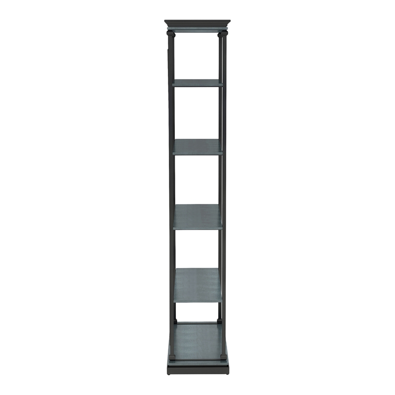 Bowery Hill Industrial Metal 33-Inch Bookcase in Antique Blue