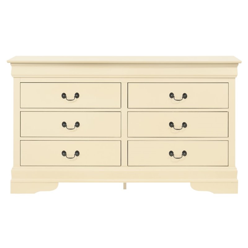 Bowery Hill Traditional 6 Dovetailed Drawers Dresser in Beige