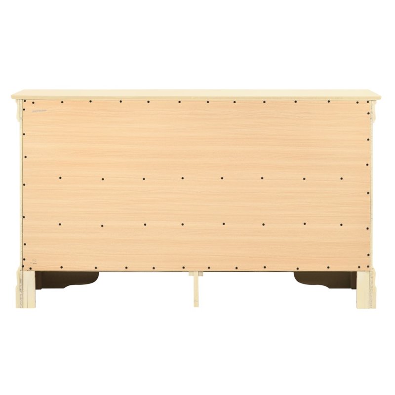 Bowery Hill Traditional 6 Dovetailed Drawers Dresser in Beige