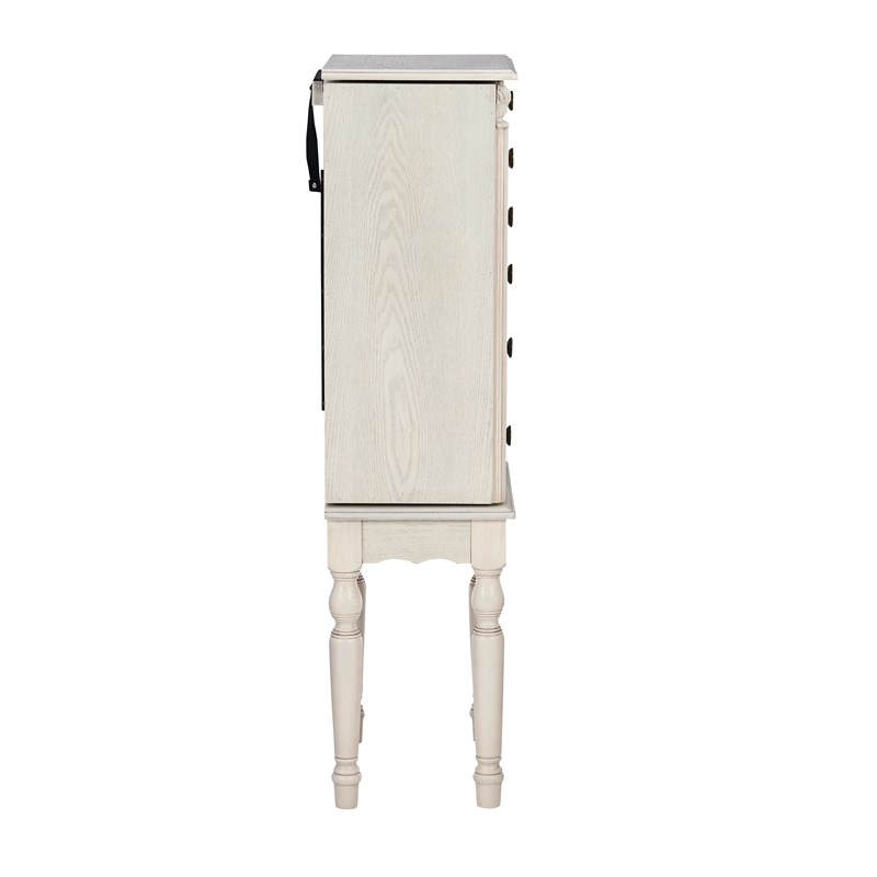Bowery Hill Transitional Wood Jewelry Armoire in Off White Finish