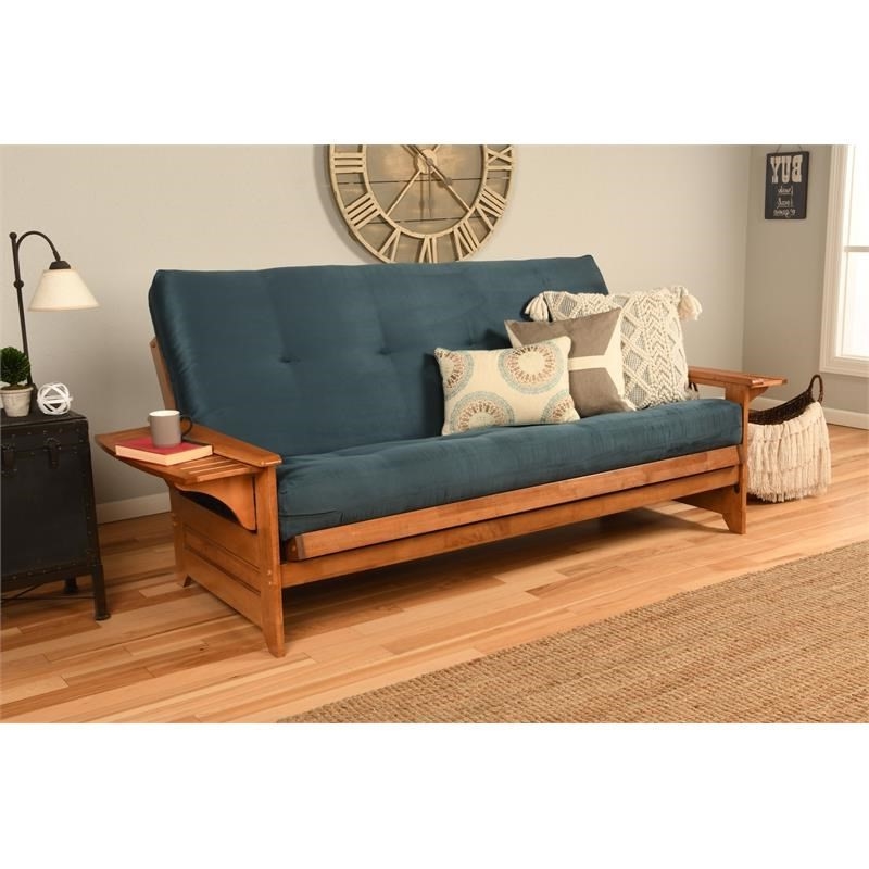 Bowery Hill Full-size Suede Futon in Blue-Frame Not Included