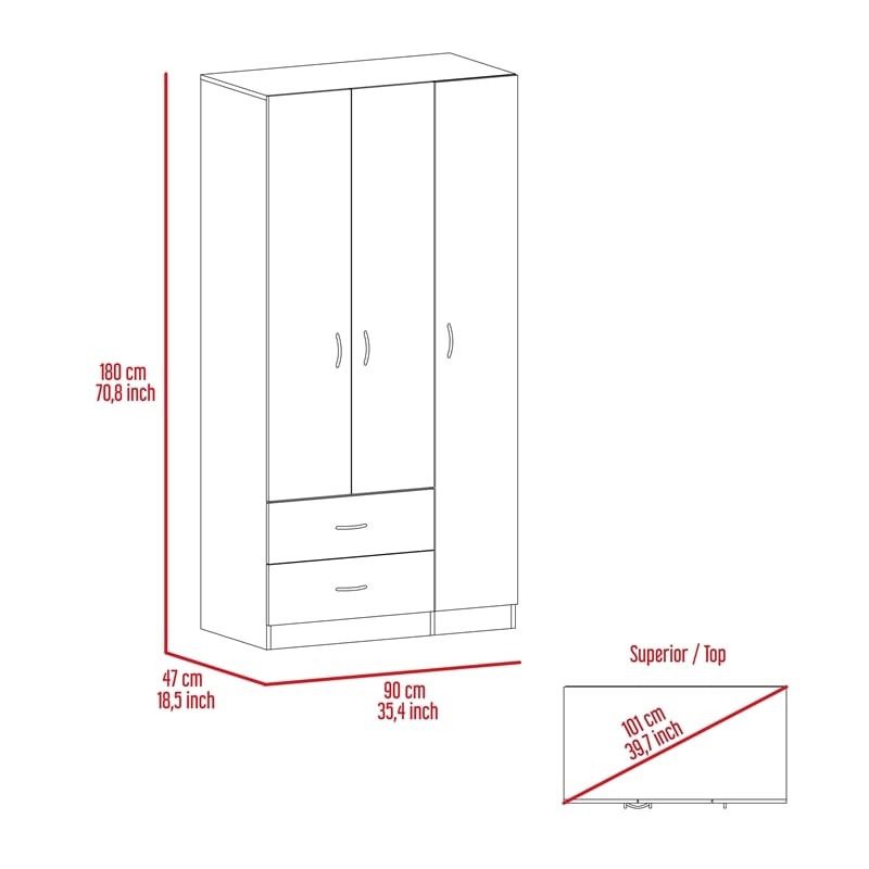 Bowery Hill 3 Doors Armoire Engineered Wood Armoires in Beige