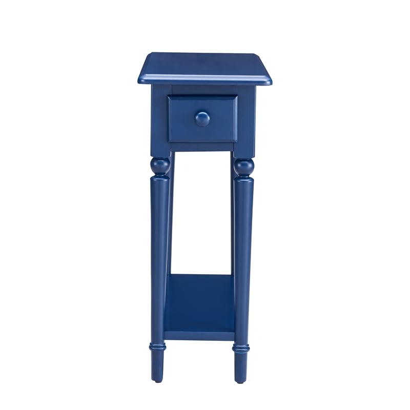 Bowery Hill Traditional Coastal Narrow Side Table with Drawer-Navy Blue