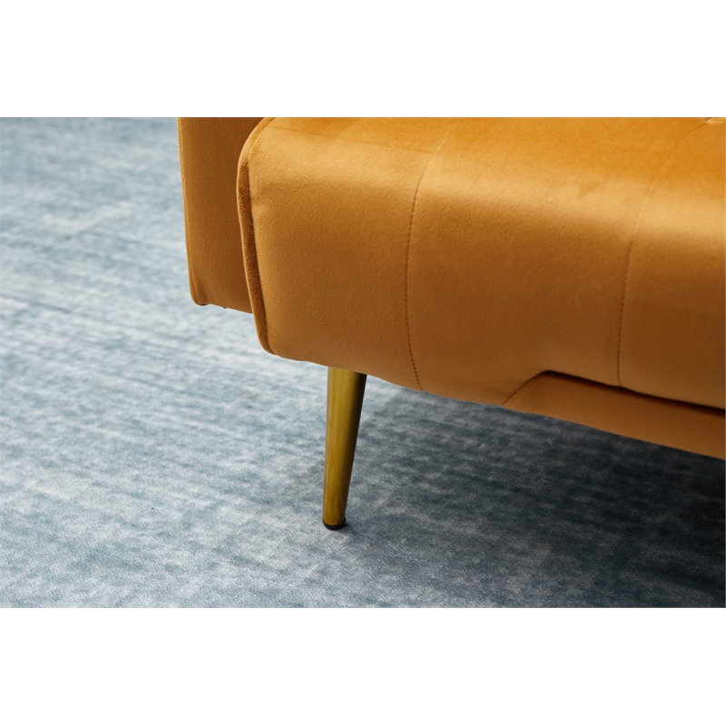 Bowery Hill Contemporary Velvet Convertible Sofa in Ginger Finish