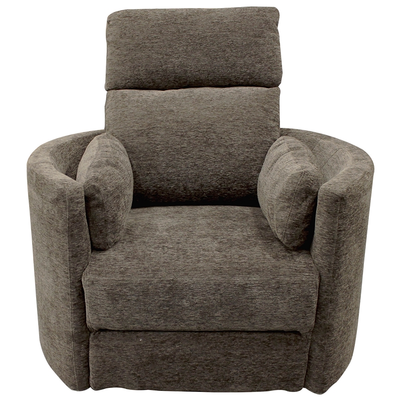 Bowery Hill Transitional Polyester Power Swivel Glider Recliner in Brown