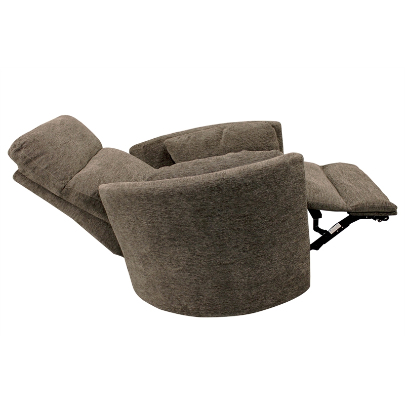 Bowery Hill Transitional Polyester Power Swivel Glider Recliner in Brown