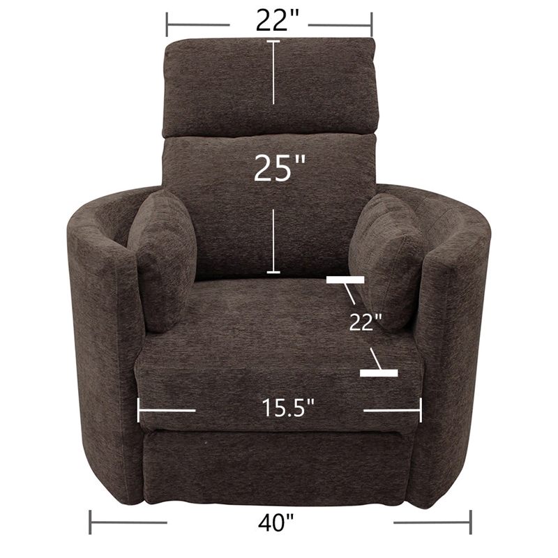 Bowery Hill Transitional Polyester Power Swivel Glider Recliner in Brown