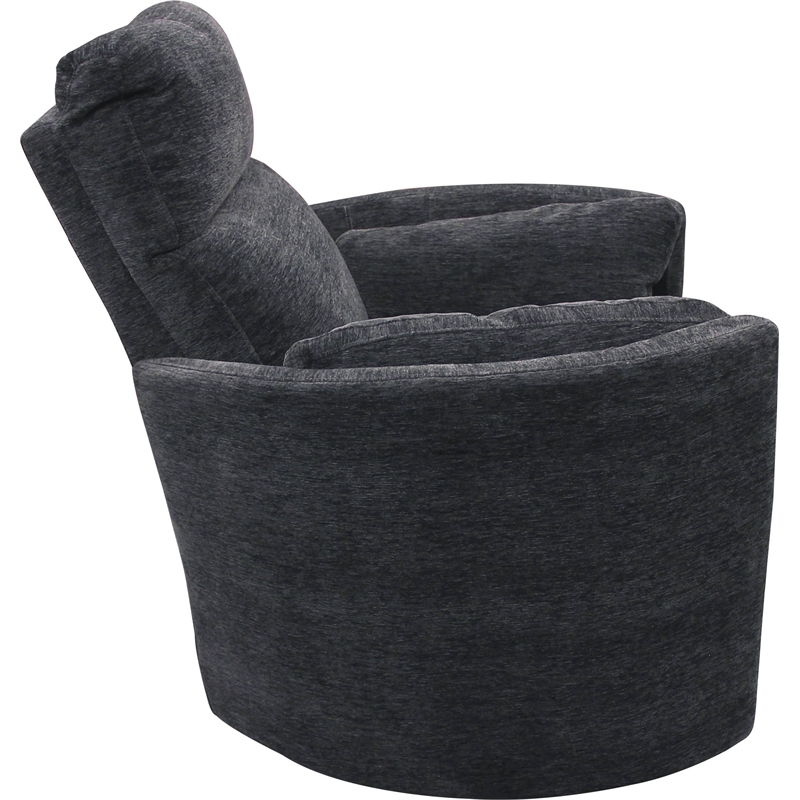 Bowery Hill Polyester Fabric Power Swivel Glider Recliner in Black