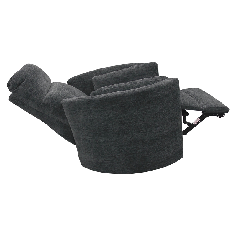 Bowery Hill Polyester Fabric Power Swivel Glider Recliner in Black