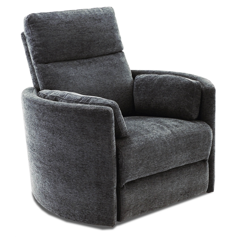 Bowery Hill Polyester Fabric Power Swivel Glider Recliner in Black