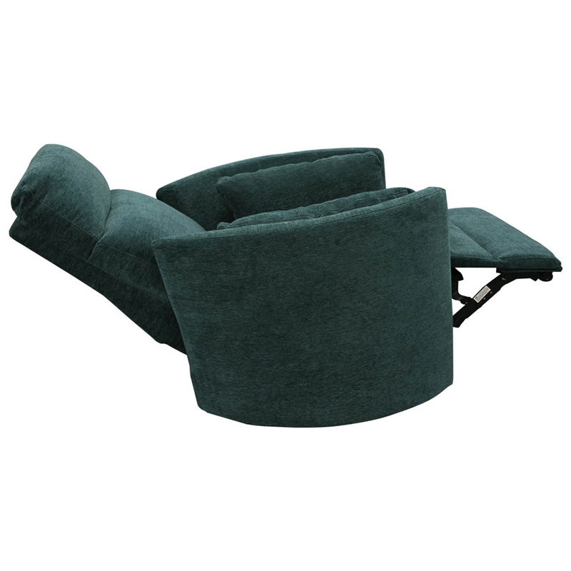 Bowery Hill Polyester Power Swivel Glider Recliner in Peacock Blue