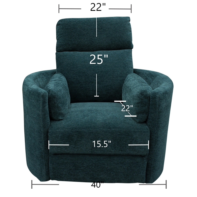 Bowery Hill Polyester Power Swivel Glider Recliner in Peacock Blue