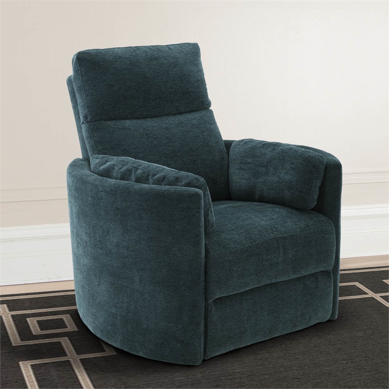 Bowery Hill Polyester Power Swivel Glider Recliner in Peacock Blue