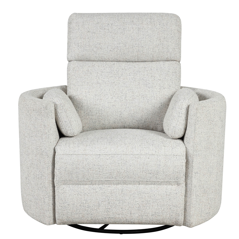 Bowery Hill Fabric Power Swivel Glider Recliner in NaturalQuartz Finish