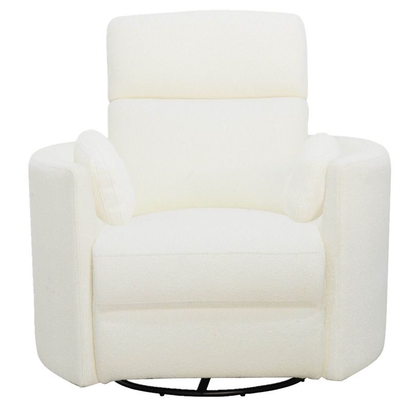 Bowery Hill Fabric Power Swivel Glider Recliner in Revel Oyster/White