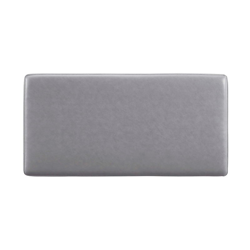 Bowery Hill Rectangle Storage Ottoman Natural Wood Trim in Grey Faux Leather