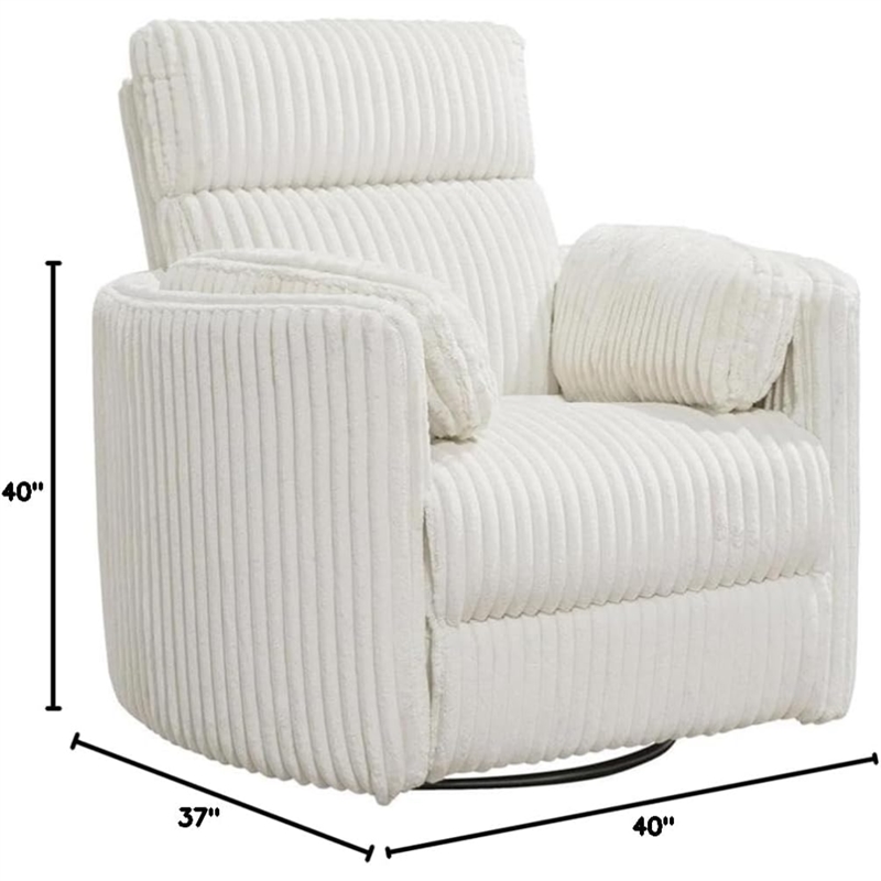 Bowery Hill Modern Fabric Swivel Glider Recliner in Ivory Finish