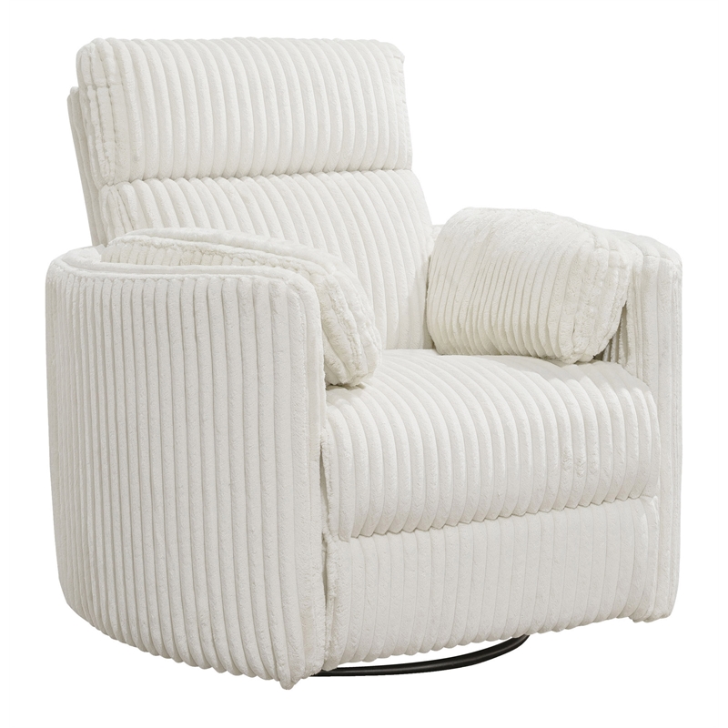 Bowery Hill Modern Fabric Swivel Glider Recliner in Ivory Finish