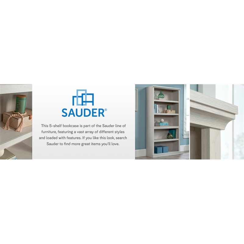 Bowery Hill Transitional Engineered Wood 5-Shelf Bookcase in Glacier Oak