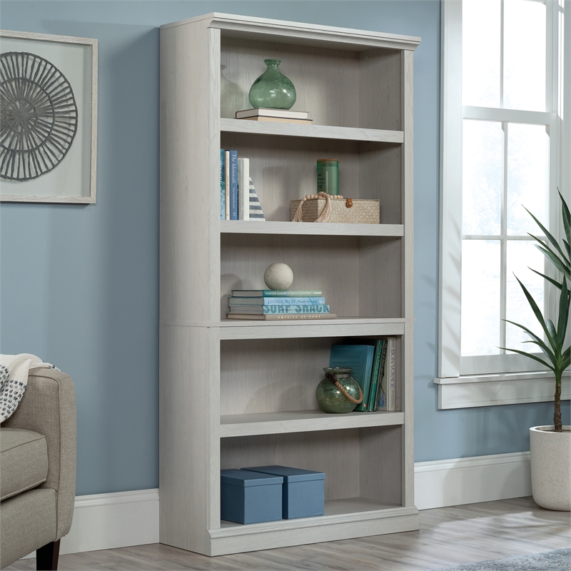 Bowery Hill Transitional Engineered Wood 5-Shelf Bookcase in Glacier Oak