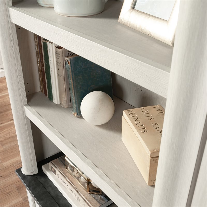 Bowery Hill Engineered Wood Bookcase in Glacier Oak/Rosso Slate Accent