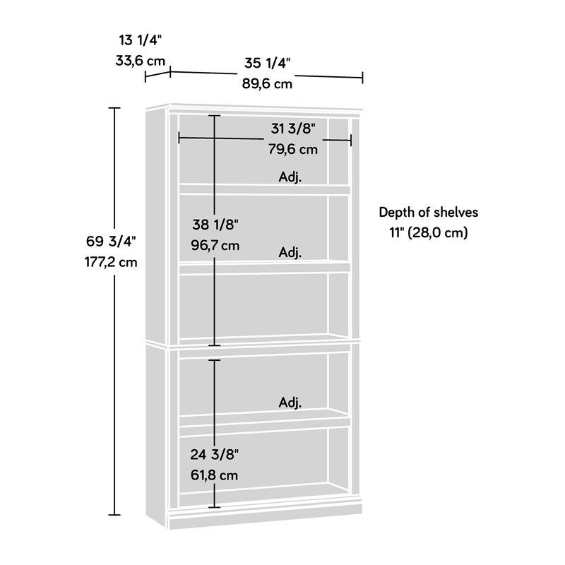 Bowery Hill Engineered Wood 5-Shelf Bookcase in Pacific Maple