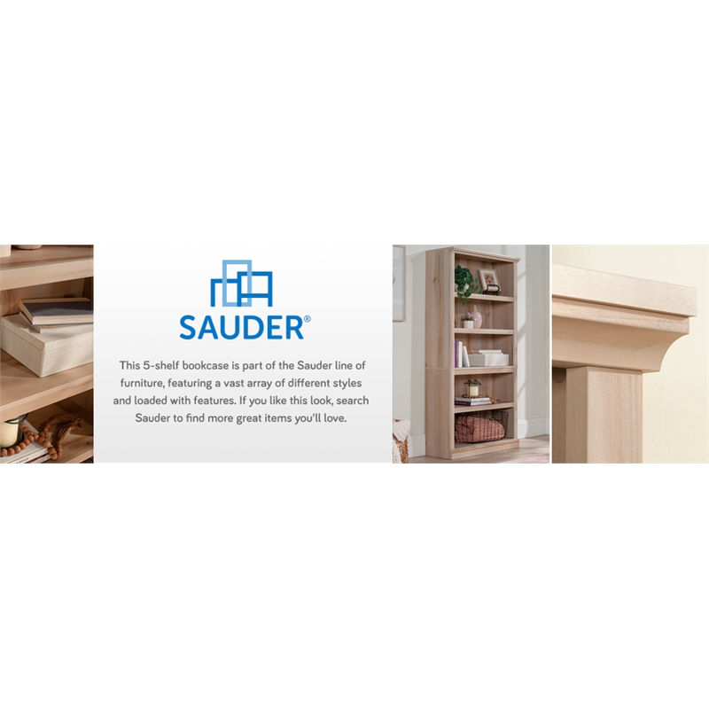 Bowery Hill Engineered Wood 5-Shelf Bookcase in Pacific Maple