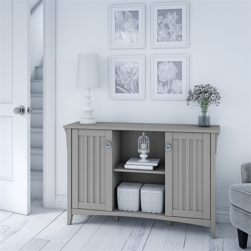 Bowery Hill Farmhouse Enginnered Wood Accent Storage Cabinet with Doors in Gray