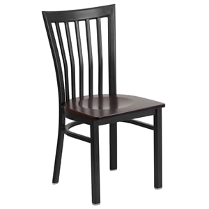 Bowery Hill Contemporary Restaurant Dining Chair in Black and Walnut