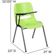 Bowery Hill Plastic Classroom Chair in Green with Right Arm Tablet