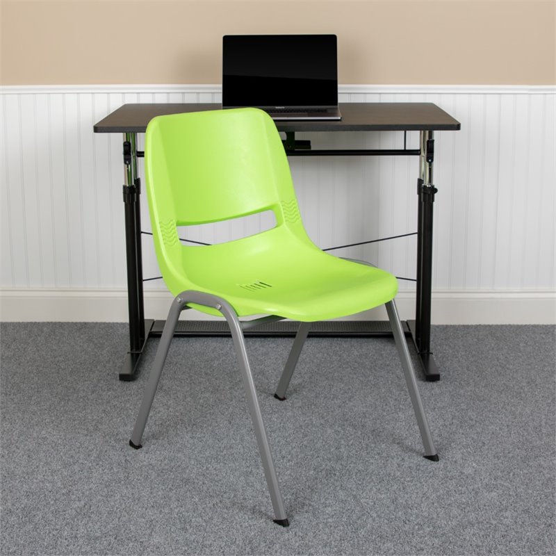 Bowery Hill Contemporary Plastic Stack Chair In Green Finish